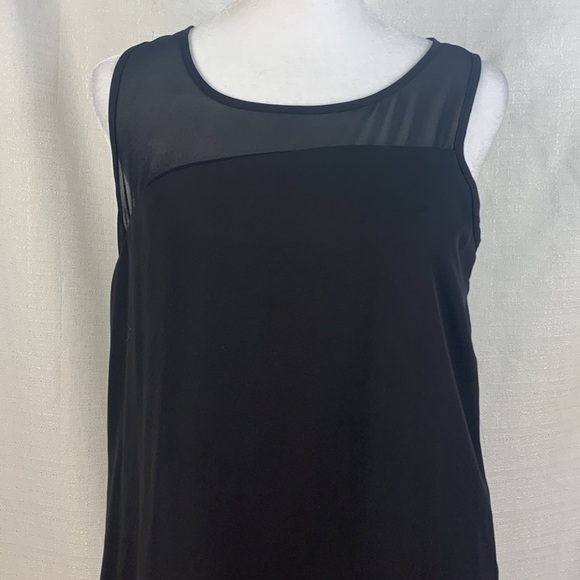 BCX Sheer Overlay Cross Front Sleeveless Tank - Picture 3 of 13